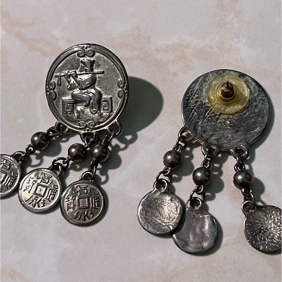 Vintage Tribal/Bohemian Chinese Silver Earrings - Picture 3 of 4